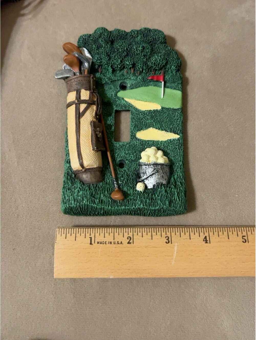 1998 FIGI Graphics Vintage Golf Single Light Switch Plate 3D Resin Golf Bag